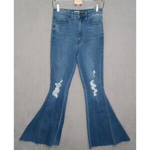 Show Me Your MuMu Berkeley Bells Jeans 28 Super Flare Bell Bottoms Distressed